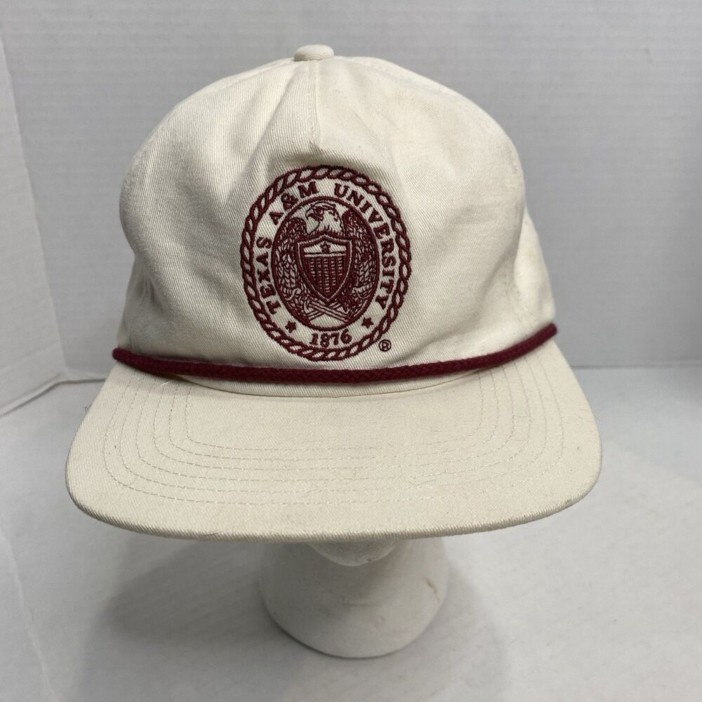 Vintage Concho Texas A&M Aggies White Rope SnapBack Cap Hat Unisex